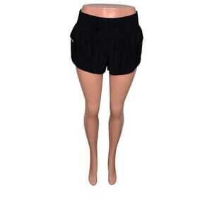Z by Zella Sport Running Shorts Black with Reflective Trim Pocket on Waist Sz L